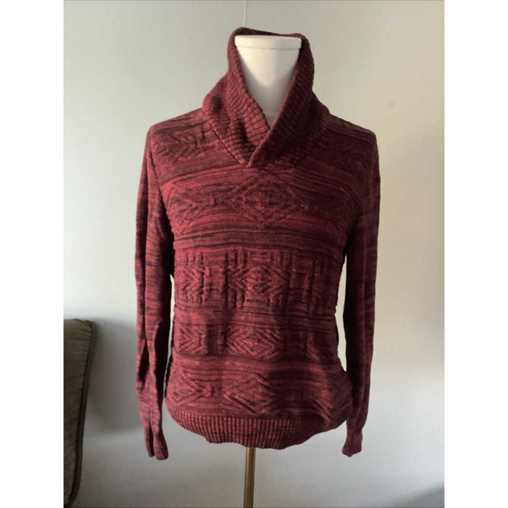 American Rag MENS Large Burgundy Aztec Sweater